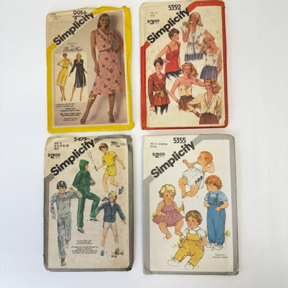 Simplicity Lot of 4 Vintage 80s Sewing Patterns‎ 9956 5352 5473 5355